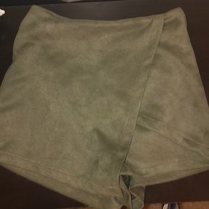 Navy Green Suede Skort